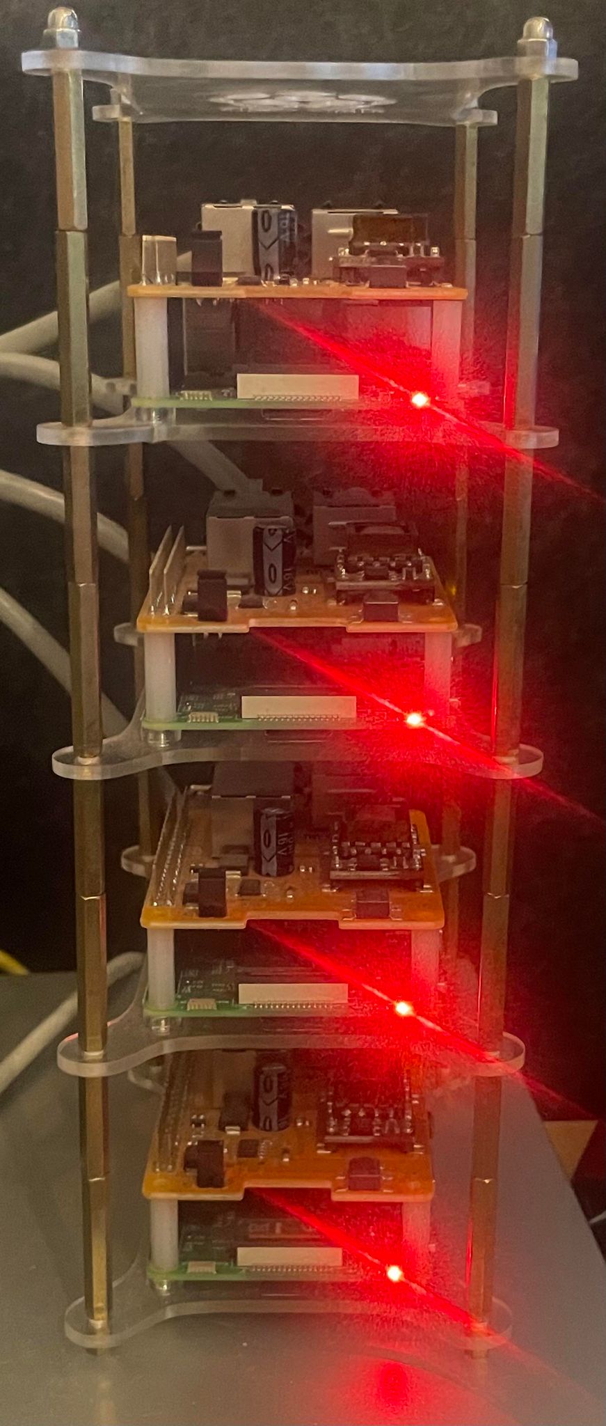 Rack of 4 Raspberry pi's